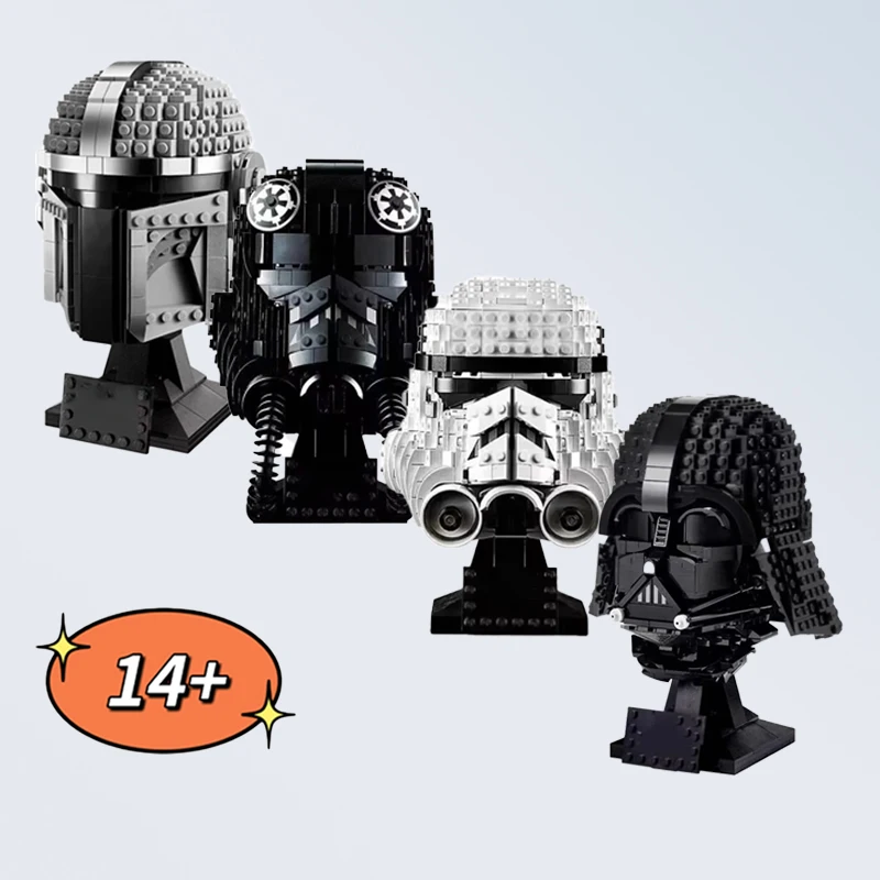 Casco MINISO Space Wars, bloques de construcción 75276 75304 75274 75328 Stormtrooper Vader Tie Fighter, modelo de casco de piloto para regalo de chico