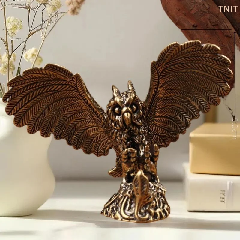 [J] 1 Piece Animal Home Decoration Alloy Owl Statue Miniature Tea Pet Art Craft Tabletop Trinket DIY Accessories Gift