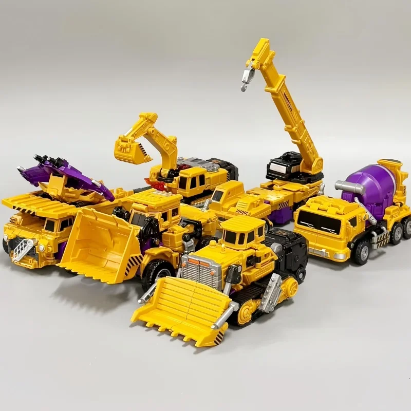 Nowa, super, niesamowita kombinacja zespołu inżynieryjnego, deformowany żółty robot mecha ze stopu do kopania, zabawka dla chłopców.