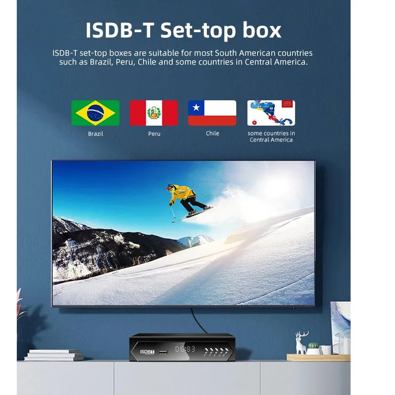 Brasil/chilo terrestre hd decodificador de tv digital ISDB-T set top box fta 1080p receptor de tv via satélite sintonizador caixa de tv com antena