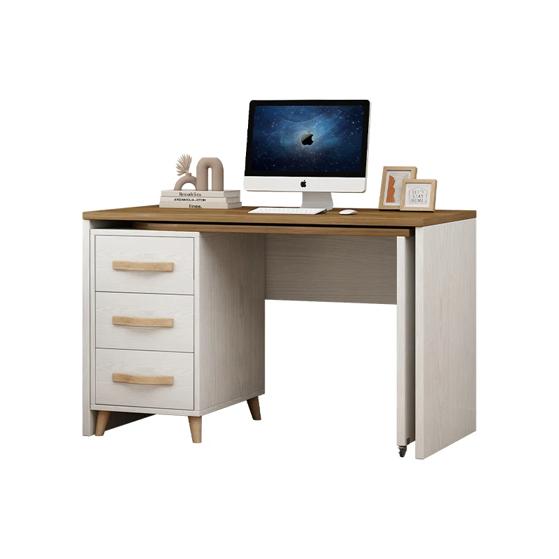 #Small corner desk, bay window, small size, creamy style, small space, one meter rotating notebook, solid wood computer desk
