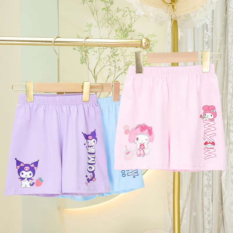 Sanrio Girls' New Shorts Pure Cotton Medium Pants Beach Pants Sweatpants Casual Cute Cartoon My Melody Girls Clothing Gift