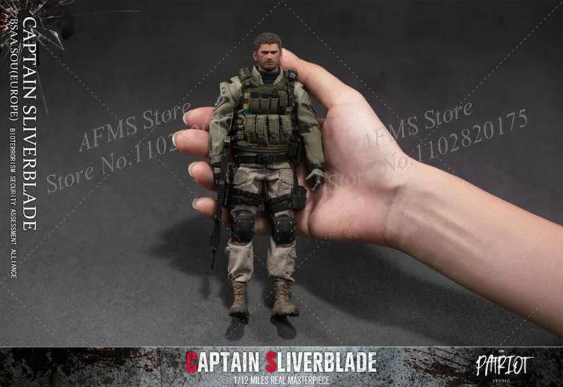 Patriot Studio 1/12 Scale Collectible Figure Chris Redfield Captain Silverblade Full Set Dolls 6'' Male Soldier