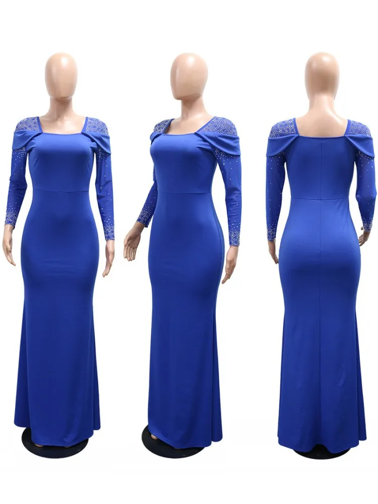 2026 신상 패션 이브닝 드레스 디자이너 파티 스퀘어넥 베스티도 여성용 정장 긴팔 고급스러운 롱 맥시 드레스