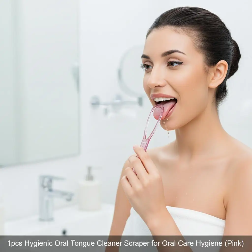 

1Pcs Tongue Scraper Oral Tongue Cleaner Ergonomic Handle Fresh Breath Halitosis Remover Oral Pink