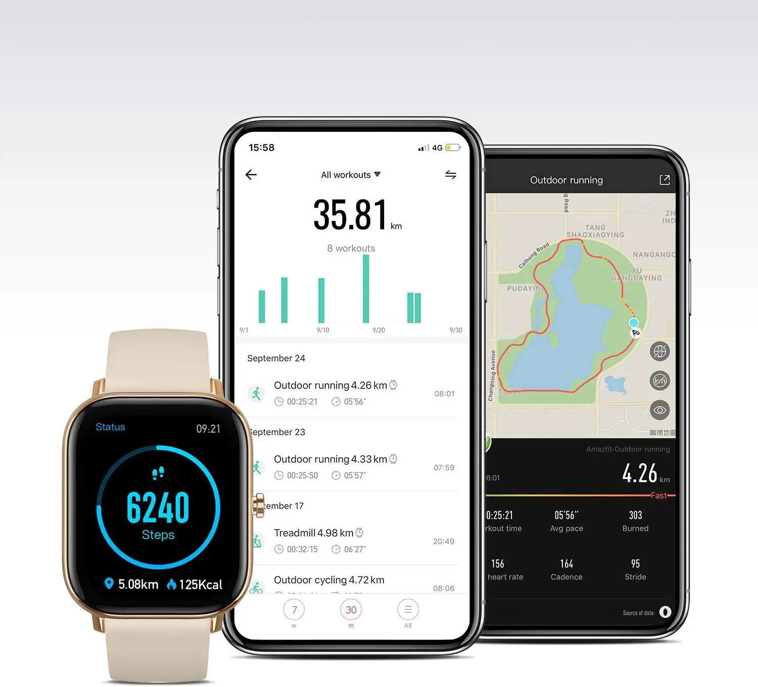 Smartwatch Amazfit GTS 1.65" Fashion Duração Da Bateria De 14 Dias,  5ATM Impermeável Natação, Compatível com Android e ios telefone, pulseira desert gold