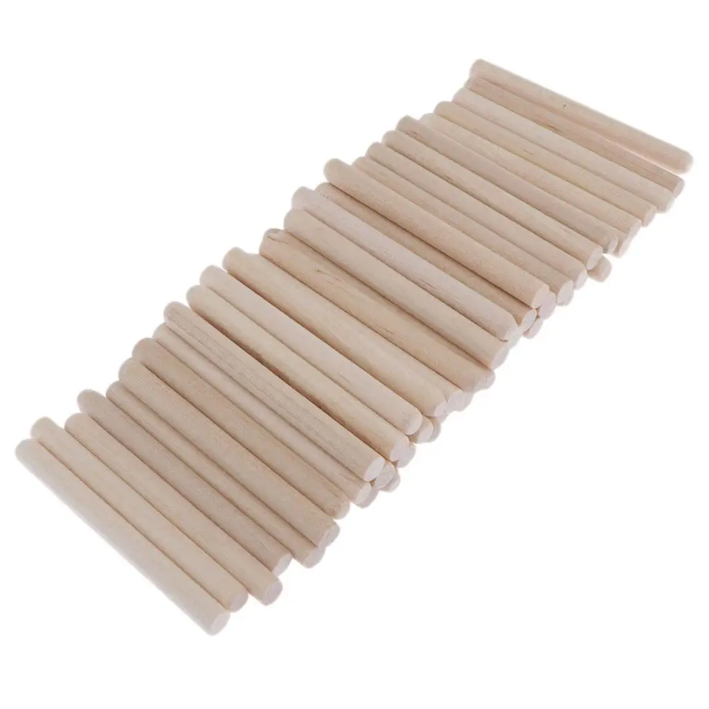 Wooden Dowel Rods, Pack of 50 Unfinished Hardwood Craft Dowel Sticks, Making Sticks, for Crafts and DIY, 55mm Length