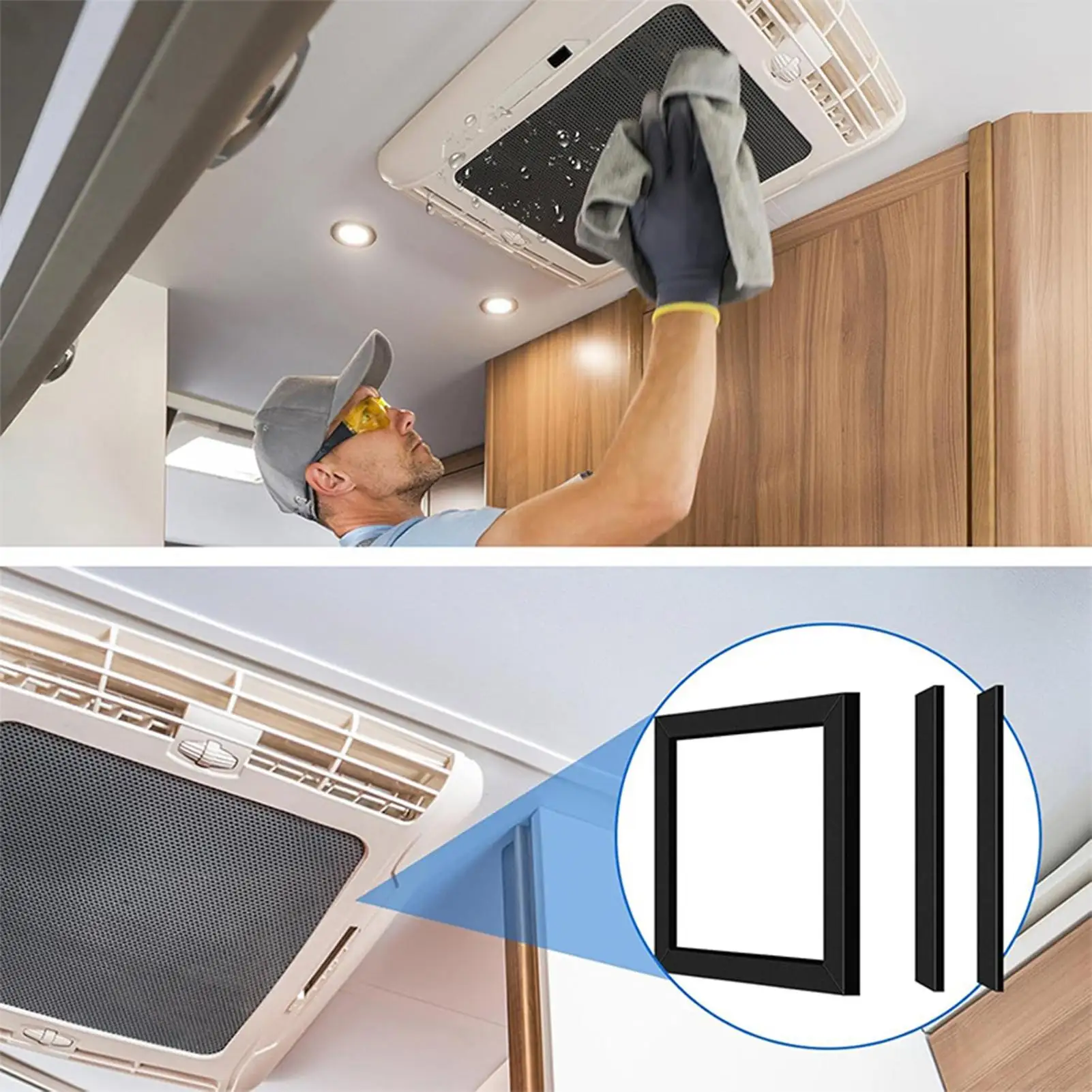 

RV AC Gasket Waterproof Self-Adhesive Leveling Pad RV Air Conditioner Picture Frame Gasket for Home Dorm Hotel Bathroom