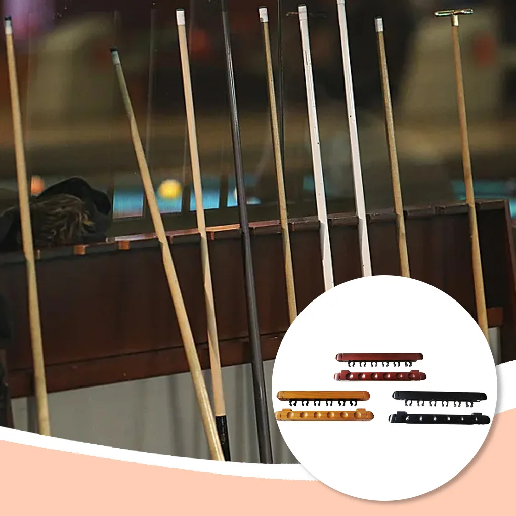 

Billiard Wood Rack With Space-saving Wall Mounted Design Billiard Pool Cue Rack Wall Mounted Holder Golf Sticks Bracket Wine red