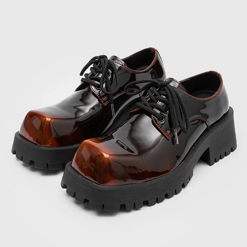 European  American Men Derby Shoes Thick Sole Gradient Color Personalized Casual High-end Youthful  Fashionable Shoes