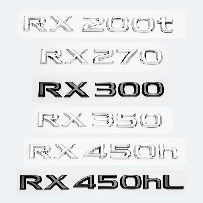3D Chrome Glossy Black ABS RX200t RX270 RX300 RX350 RX450h RX450hL HYBRID Emblem for LEXUS Car Trunk Trunk Rear Logo Sticker