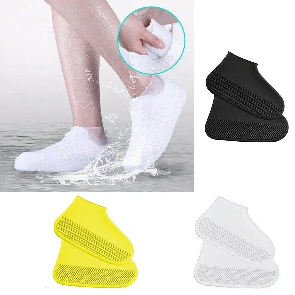 Non-Slip Latex Shoe Covers Reusable Waterproof Rain Overshoes Elastic Shoe Protectors for Men Women Outdoor Walking Cycling Hike