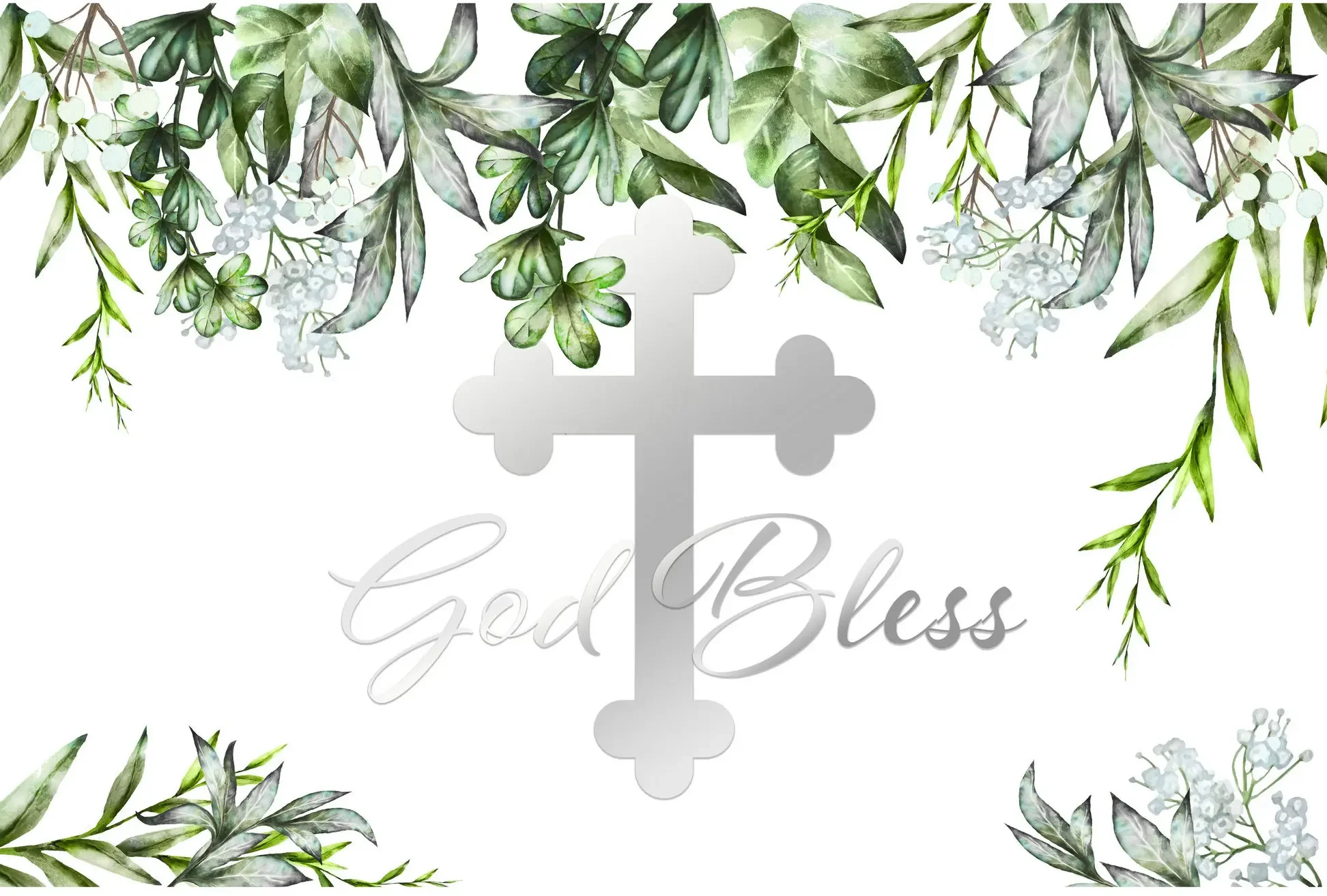 God Bless White Embrace Leaves photography backgrounds Vinyl cloth High quality Computer print baptism party backdrop