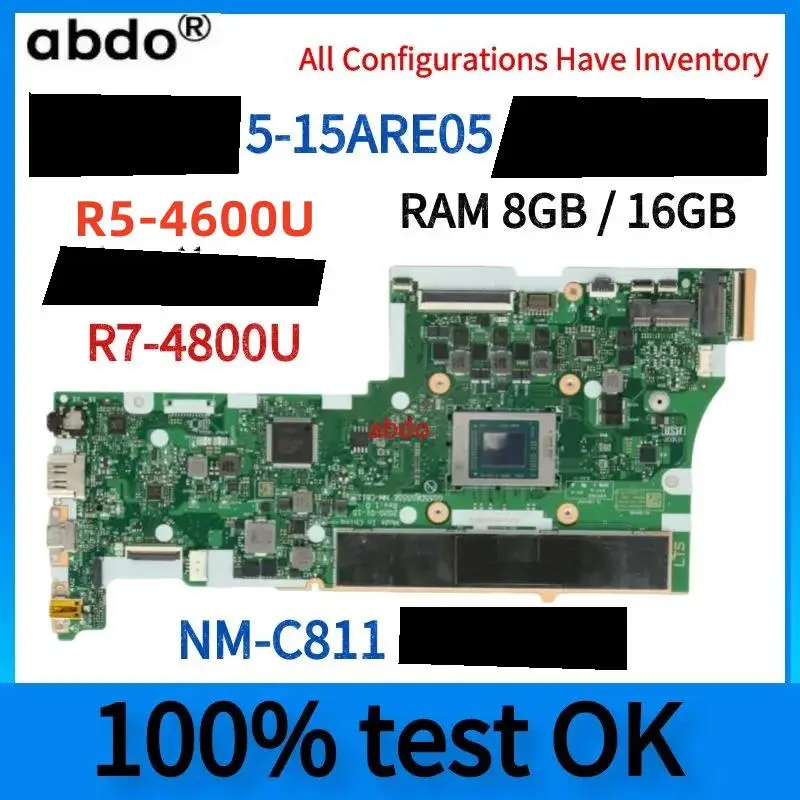 Top NM-C811/D701.For Lenovo ideapad 5-15ARE05 5-15ALC05 Laptop Motherboard.W/CPU R5 4600U/R7 4800U.RAM 8G/16G 100% test work