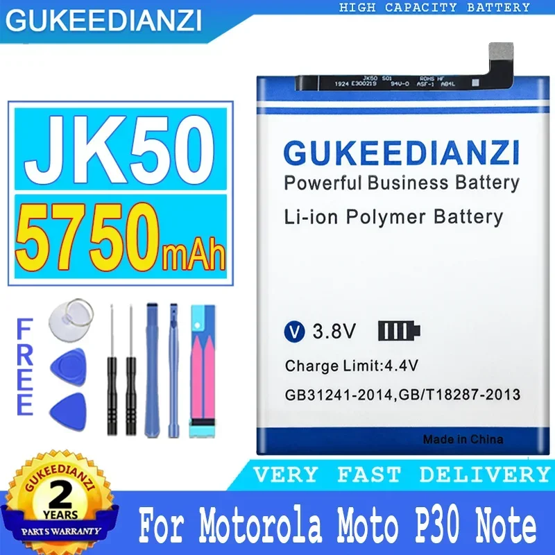 GUKEEDIANZI Battery, 5750mAh, JK50 JK 50, for Motorola Moto One, for MotoOne Power, P30 Note, P30Note, XT1942-2, XT1942-1, Tools