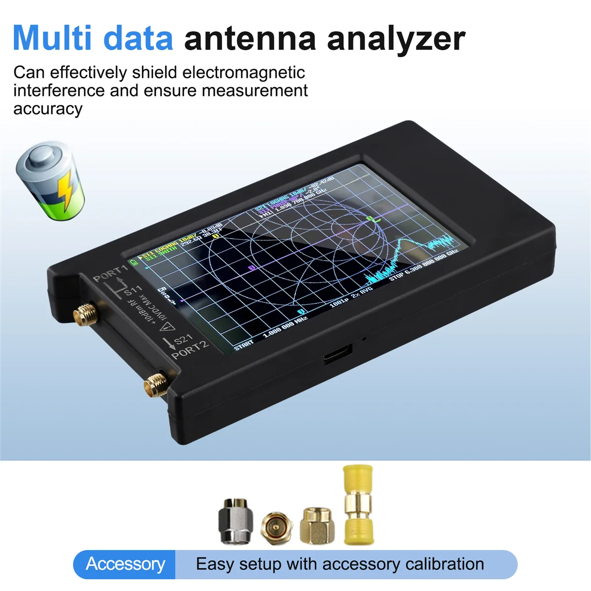 New LiteVNA-64 50KHz-6.3GHz LiteVNA 4Inch Touch Screen Vector Network Analyzer HF UHF Antenna Analyzer Update of