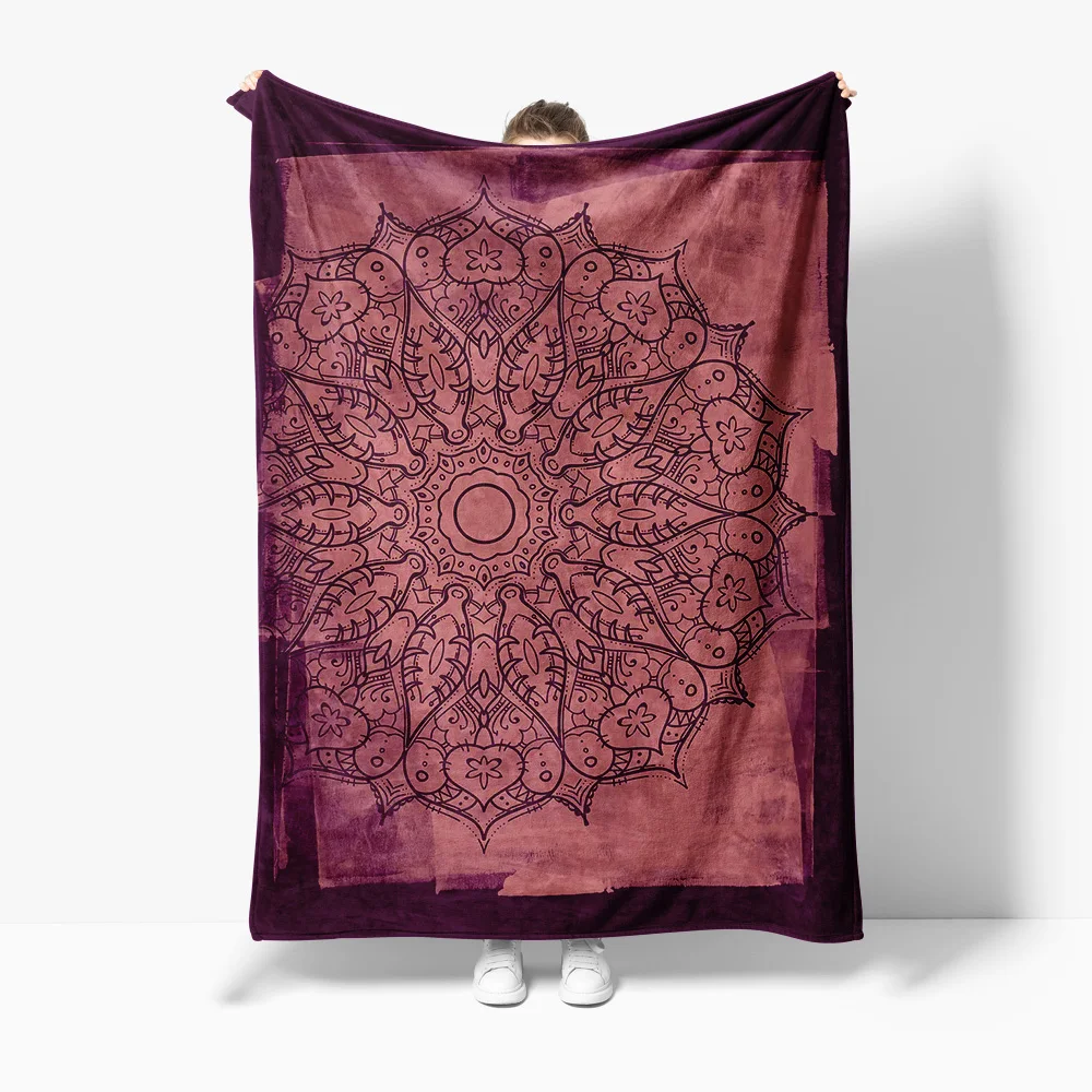 

Boho Mandala Floral Print Fleece Blanket Textured Throw Rug Sofa Bed Room Decor Gift