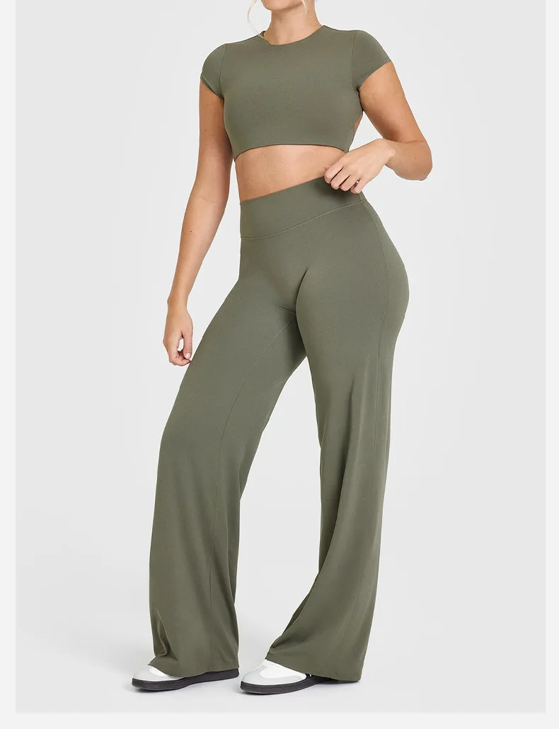Womens Straight Leg Pants – High Waisted Wide Leg Yoga Pants Breathable Loose Baggy Sweatpants for Gym Running Casual Wear