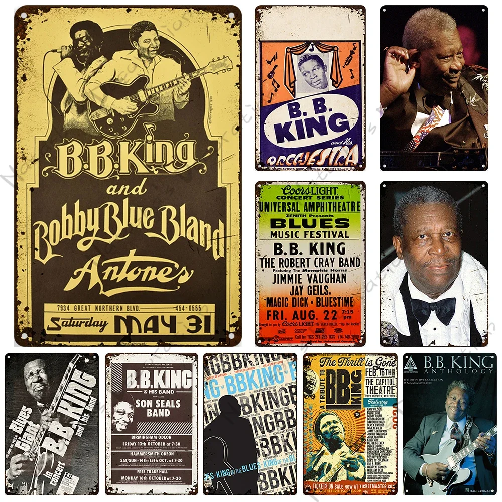 Classic Metal Plate Musician B.B. King Wall Plate Old BLUES Metal Poster Retro Poster Rusty Metal Plaque Home Industrial Decor