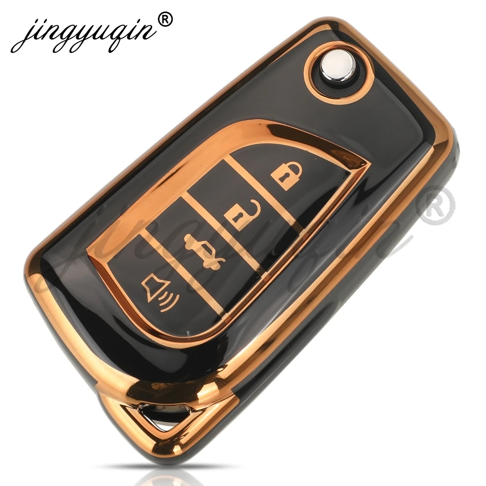Jingyuqin 4 أزرار بولي TPU سيارة مفتاح بعيد غطاء لتويوتا هايلكس كورولا أفينسيس برادو فورتشنر RAV4 CHR كامري اكسسوارات
