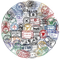 60PCS Postmark Retro Stickers Letterhead Stamp Travel Suitcase Personality Trolley Case Guitar Graffiti PET Sticker