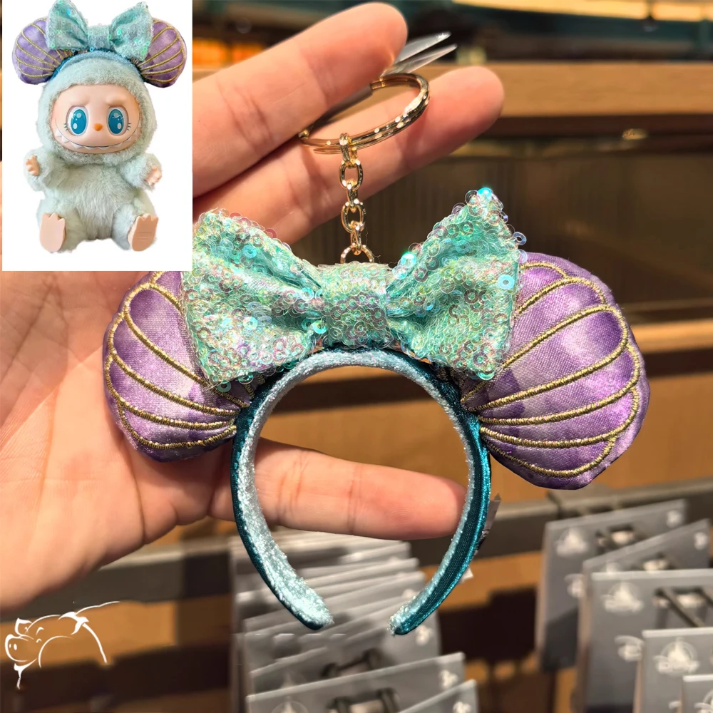 Cartoon Creative Labubu Doll Beauty Fish Head with Keychain DIY Decoration Cute Bow Party Headband Accessories Cartoon Toy
