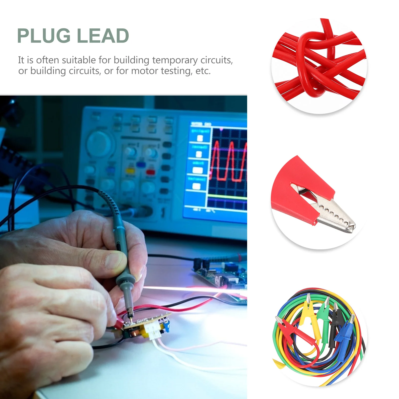 

5pcs Crocodile Clips Jumper Wires Non-Slip Insulated Flame-Retardant Pvc Electrical Testing Lab Experiment Test Leads Cable