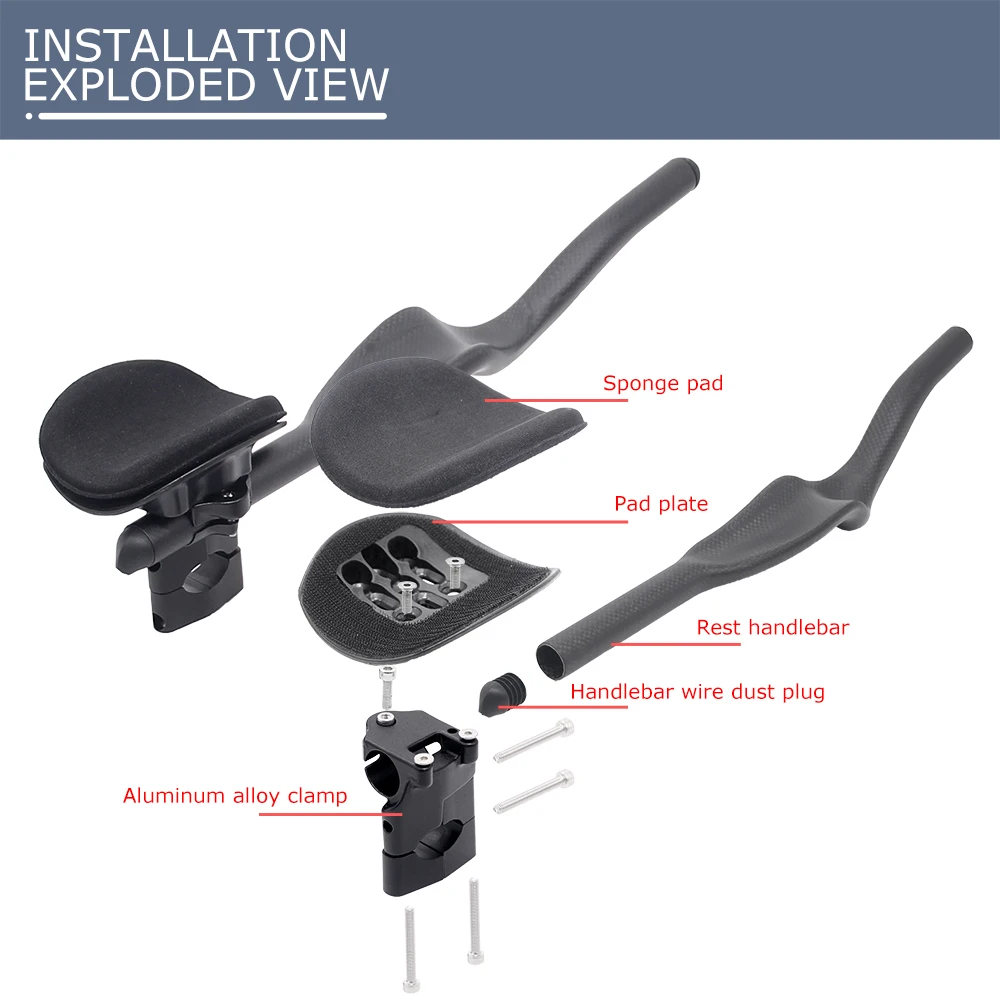 ULLICYC الطريق دراجة الترياتلون الوقت المحاكمة، 3K كامل الكربون ماتي / لامع دراجة الراحة TT المقود 35 °   لمقود تمديد ايرو