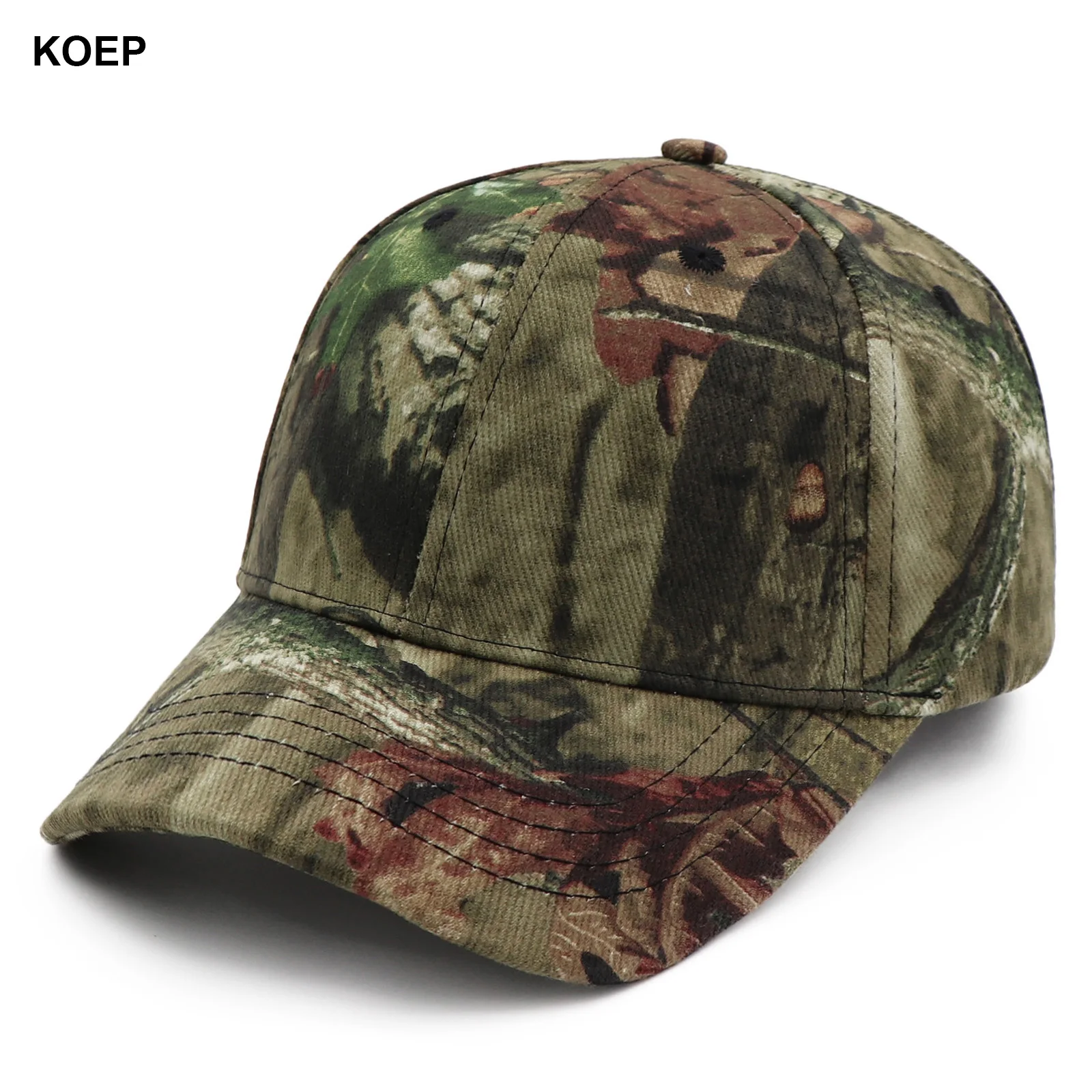 KOEP شجرة البلوط كامو الصيد الصيد قبعات البيسبول قبعات التمويه مناسبة للبيئات الخارجية مغطاة بالطحلب