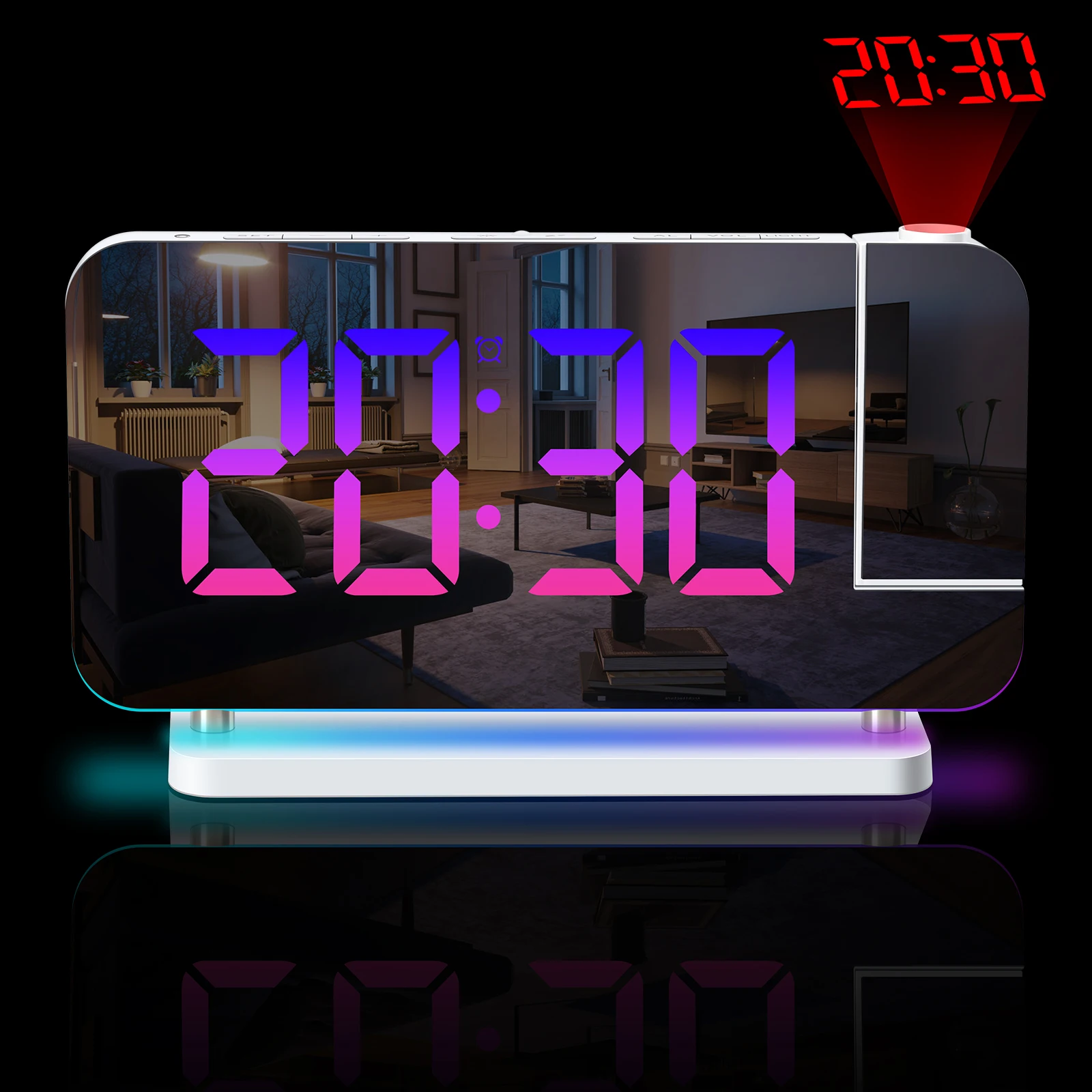 New LED Digital Alarm Clock Table Watch Electronic Desktop Clocks USB Wake Up FM Radio Time Projector Snooze Function Alarm - Image 2