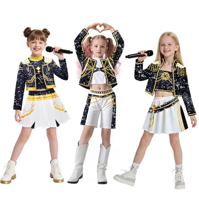 

Униформа для девочек, карнавальный костюм, новые детские костюмы K-Pop Demon Hunters Mira Rumi Zoey с 3D принтом для костюмов на Хэллоуин