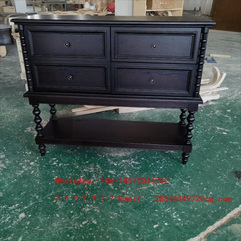 American Retro Solid Wood Chest of Drawers Vintage Hallway Console Table Entryway Storage Cabinet for Living Room Bedroom view 4