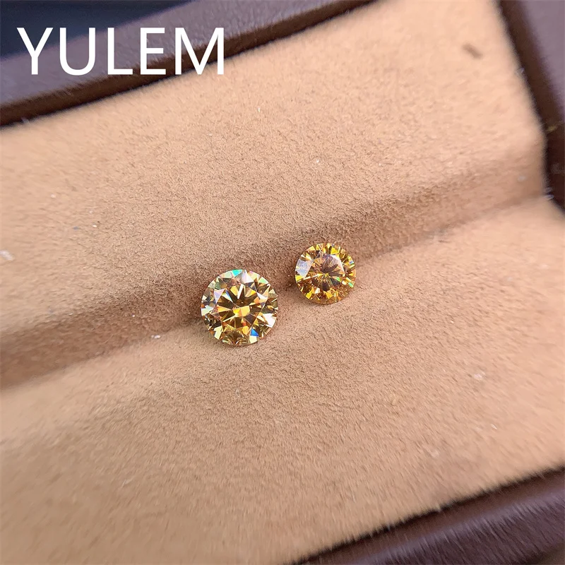 

Color D VVS Loose Moissanite Stone Yellow for Jewelry Ring Round Excellent Cut Synthetic Diamond Gemstone