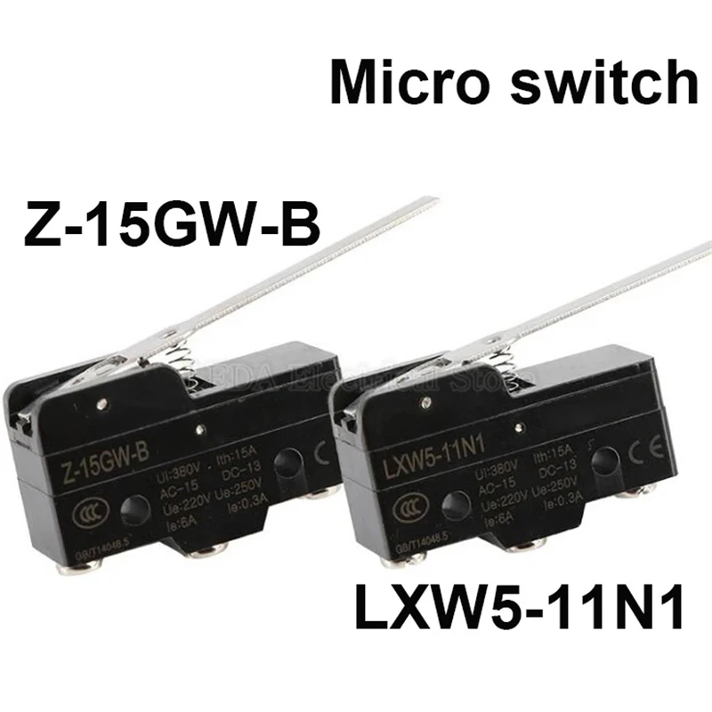 1Pcs LXW5-11N1/Z-15GW-B 15A 380V Micro Limit Switch Long Lever Arm SPDT Snap Action Travel Switch