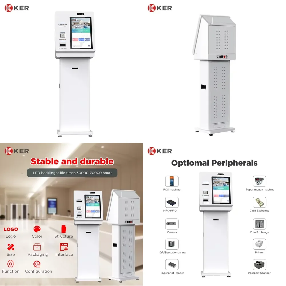 Cajero Automático de Criptomonedas de Autoservicio KER de 18.5 Pulgadas, Aceptador de Billetes de Moneda Propia, Dispensador de Efectivo con Función SDK