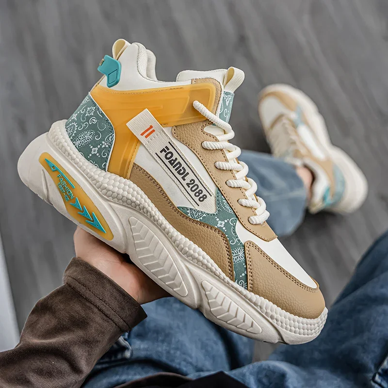 LiveDay Men's High Top Sneakers Autumn New Fashion Athletic Shoes Anti-Slip Comfortable Sports Basketball Tennis Running Shoes