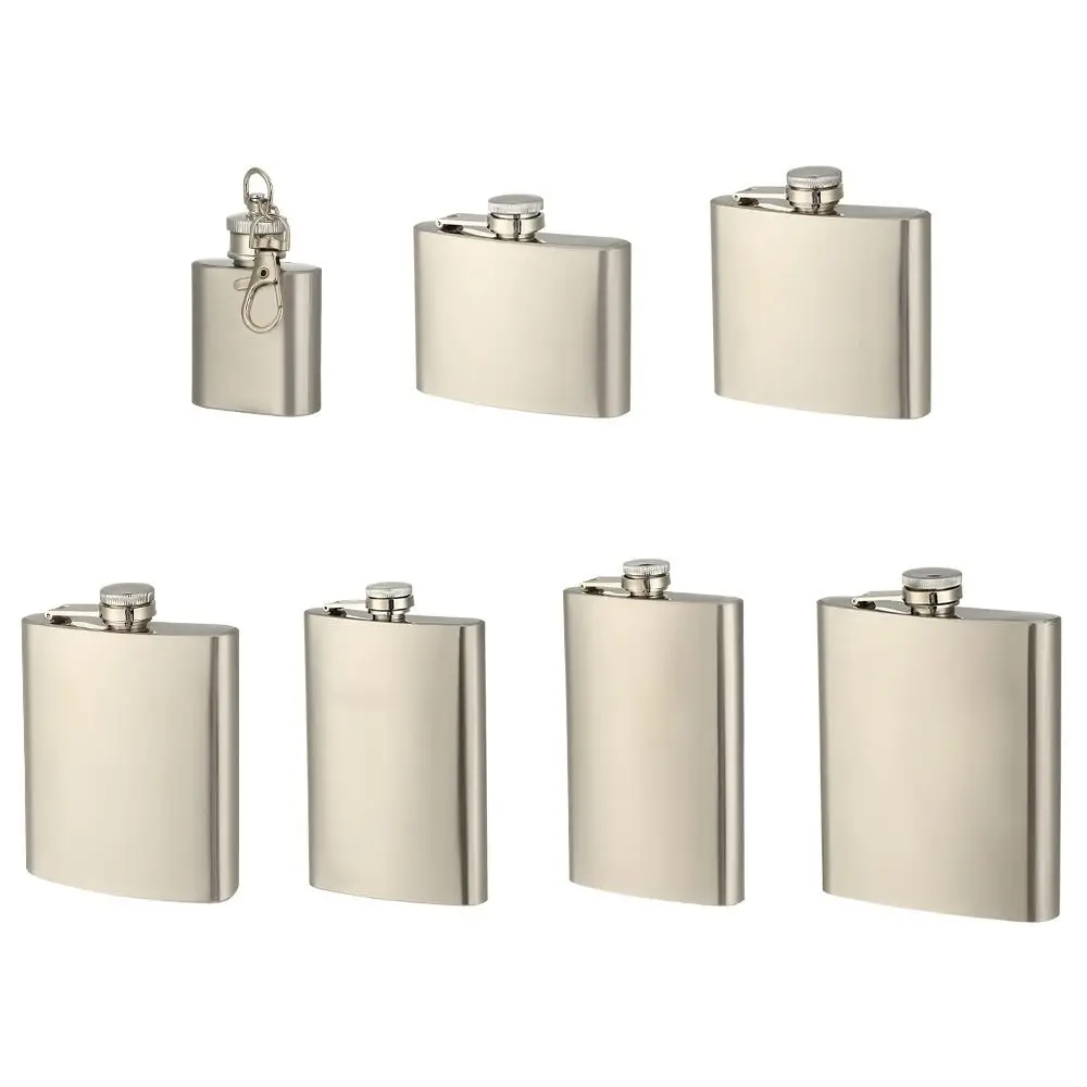 High Quality Stainless Steel Hip Flask Leakproof Portable Whisky Flagon Container Convenient Liquor Flask Outdoor