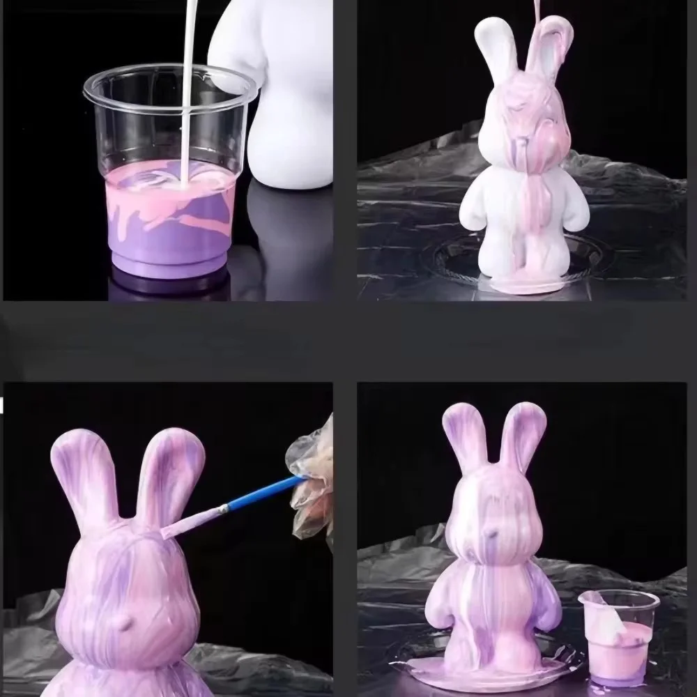DIY Fluid Rabbit Without Pigment Handmade Violent Rabbit White Blank Mold Doll Toy Graffiti Painting Gift With Deposit Opening