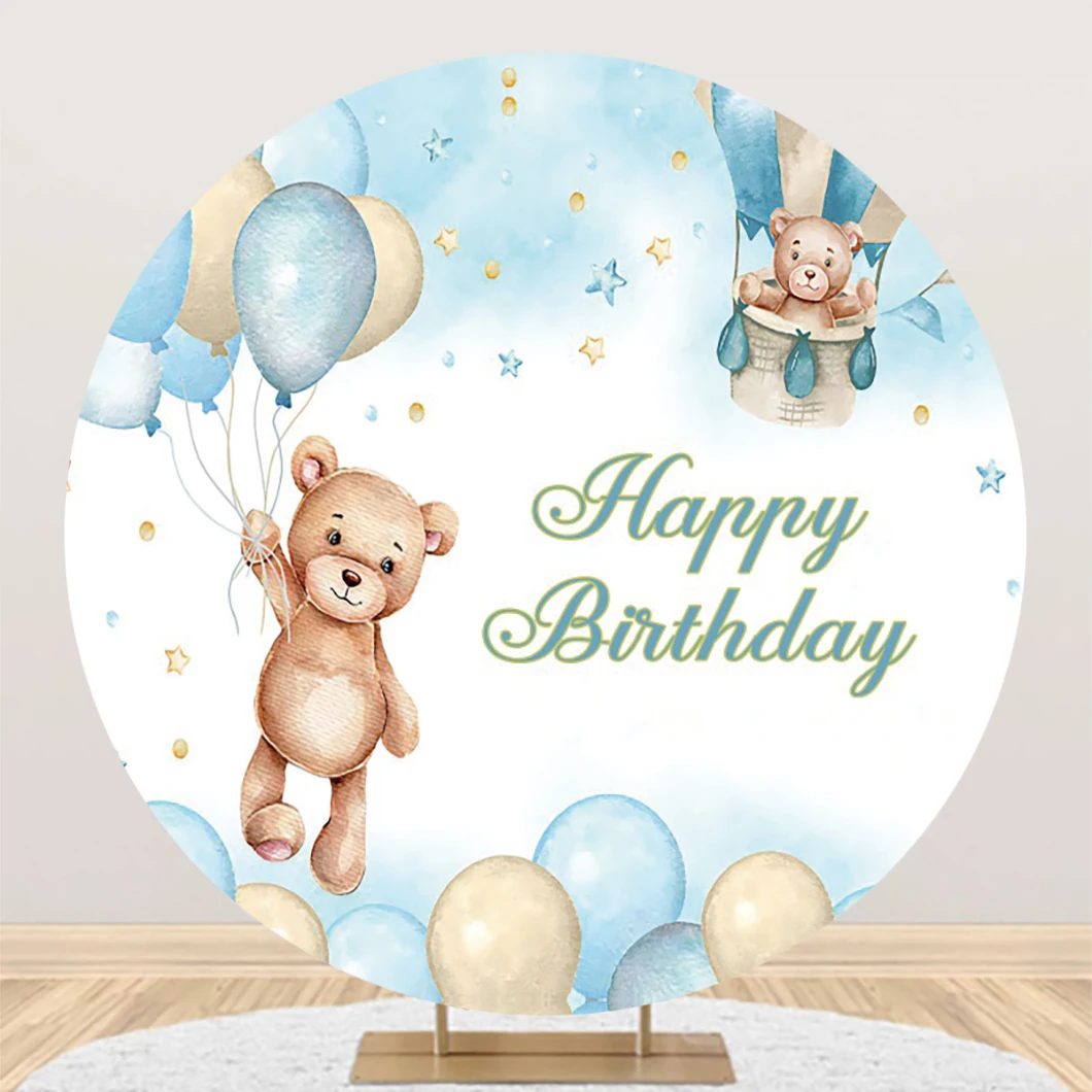 Newborn Bear Round Backdrop Photography Baby Shower Birthday Baptism Party Photo Photographic Circle Background Studio Shoots