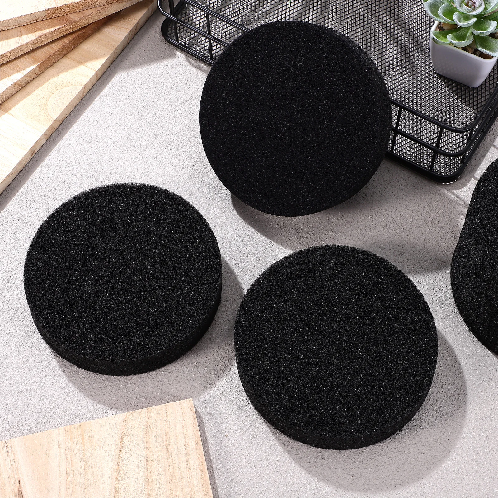 Almohadillas de esponja de pulido de alta densidad, color negro, plato de cera, esponjas de interfaz de lijadora Orbital para coches, almohadillas de esponja de pulido suave, lijado, 10 Uds.