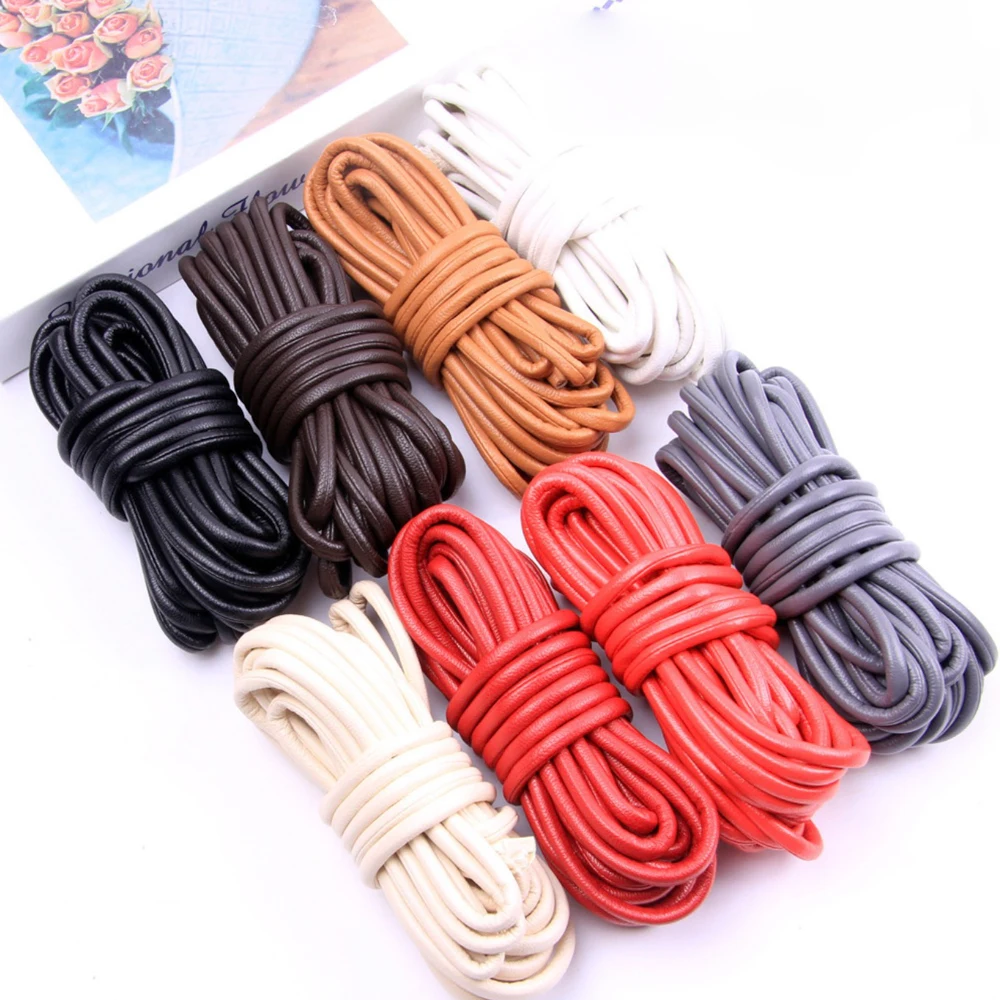 2meters 5mm Colorful Faux Sheepskin PU Leather Strap Findings Leather Cord String Rope DIY Necklace Bracelet Making