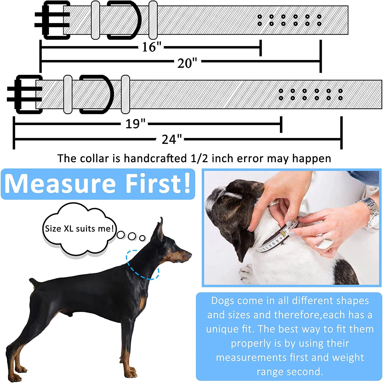 Heavy Duty Wide Military Thick Dog Collars for Large Dogs Adjustable Strong Nylon Tactical Pet Collar with 2-Rows Metal Buckle