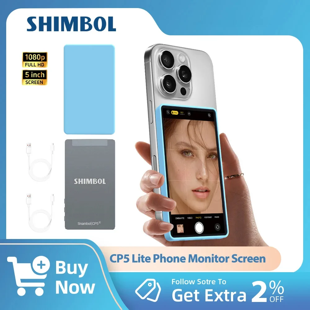 

SHIMBOL CP5 Lite 5" Vlog Selfie Phone Monitor Screen 1080P FHD Phone Rear Camera Selfie Monitor for iPhone 16 15 Samsung Phone