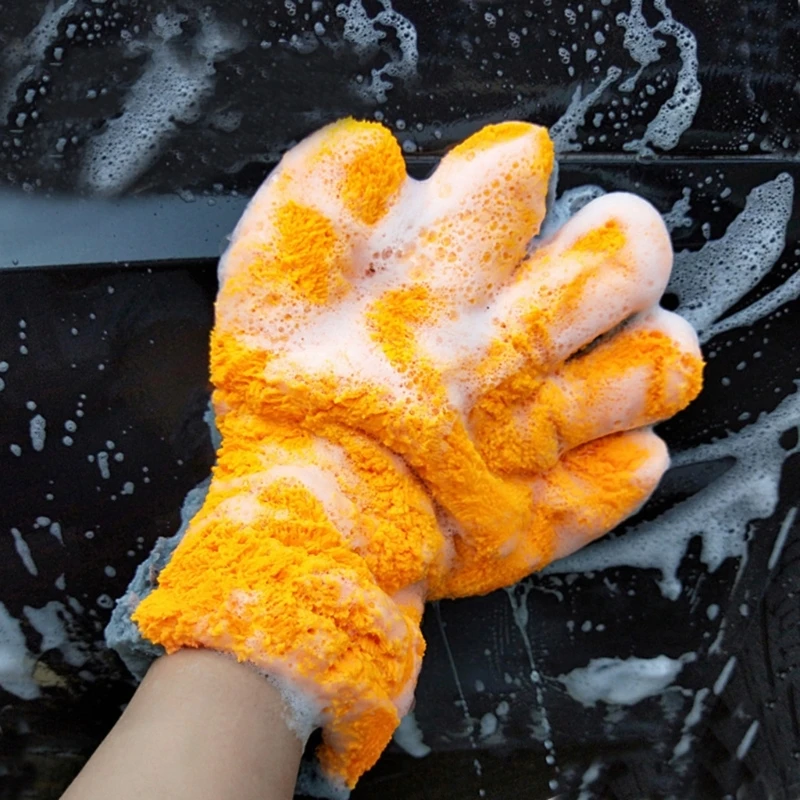 Soft Double Sided Microfiber Cleaning Mitts High Absorbency Auto Wash Gloves Nonscratch for Efficient Vehicle Cleaning