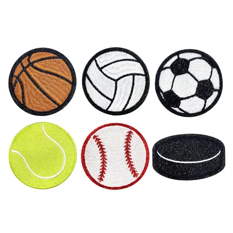 Glitter Sports Baseball Soccer Tennis Iron-on Sew Embroidery Badge Patches DIY T-shirt Hat Backpack Clothing Appliques Sticker