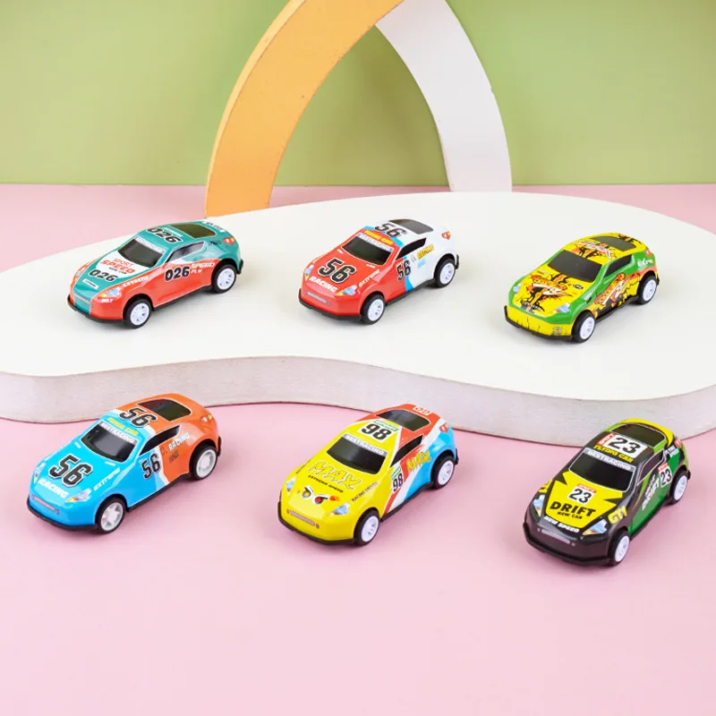 Children's Mini Inertia Cool Tin Small Car Toy Model Creative Doodle Racing Car Toy Boys Gift Alloy Toy Pull Back Car