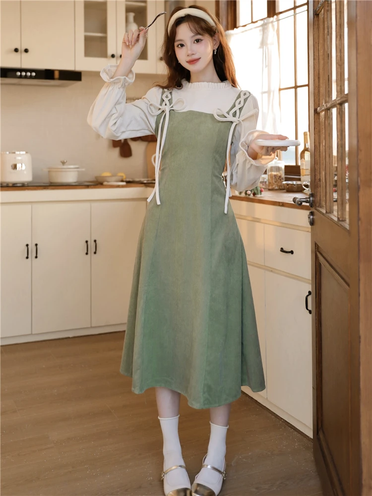 

Retro een Dr Women's Autumn Winter New Sle High Waist Slimming Long Skirt Ele Wooden Bells Commute Sle A-Li...