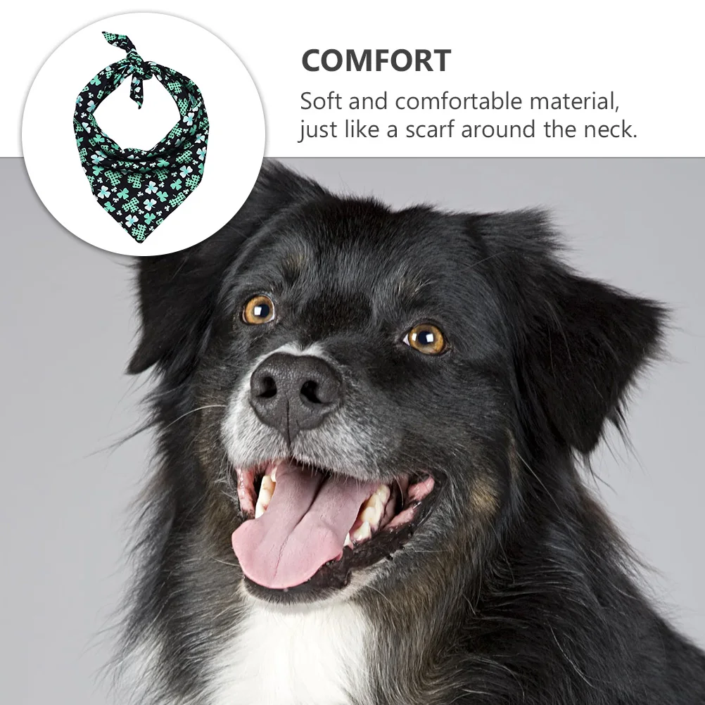 

1 pc Shamrock Saliva Towel For Dogs Pet Kerchief Exquisite Printing Scarf Patrick'S Day Costume Washable Bandana