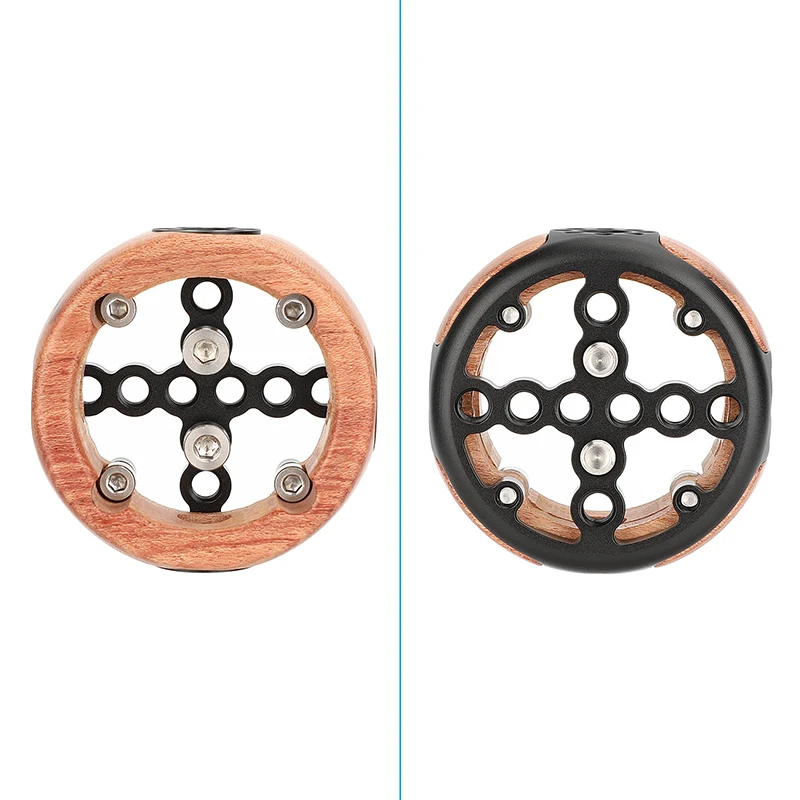 Impugnatura rotonda in legno CAMVATE con filettatura accessorio stile 3/8 "-16 ARRI e supporto a vite 1/4"-20 per DSLR Camera Cage Video Rig nuovo