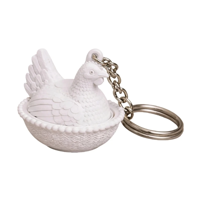 T4MD Cheerful Mother Hen Keychain Small Plastic Sculpture For Bag Charm